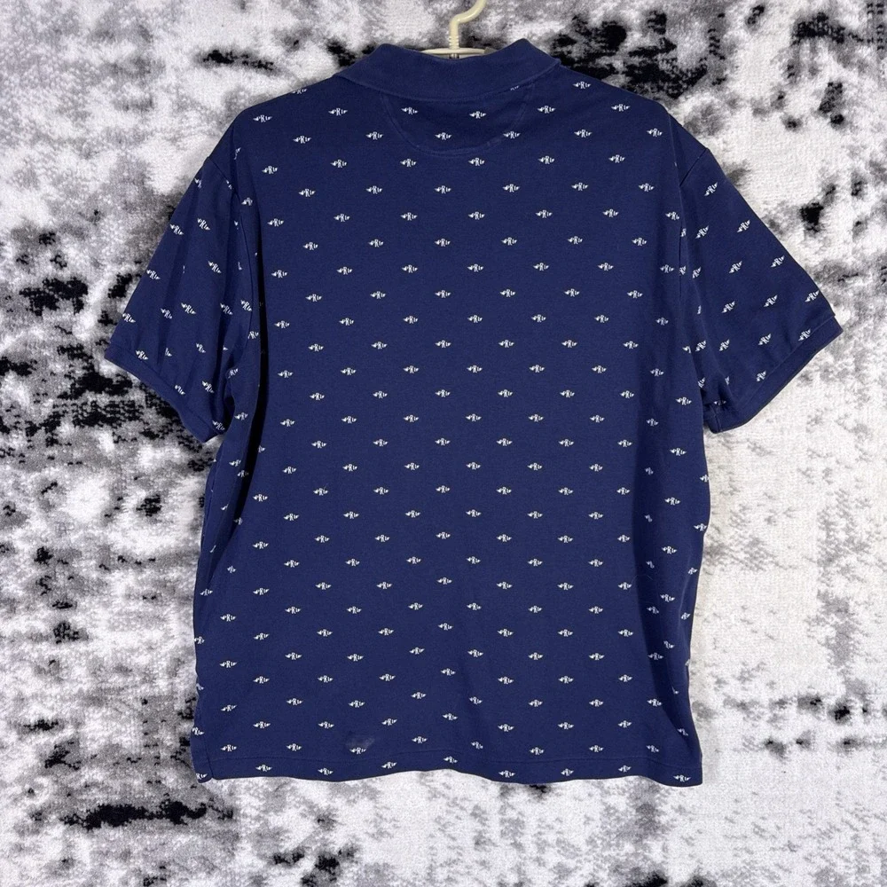 Polo Ralph Lauren Shirt Mens Size Medium Navy All Over PRL Print Golf Preppy